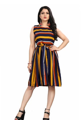 Attire Women's Striped Dress (Multicolored, 40)