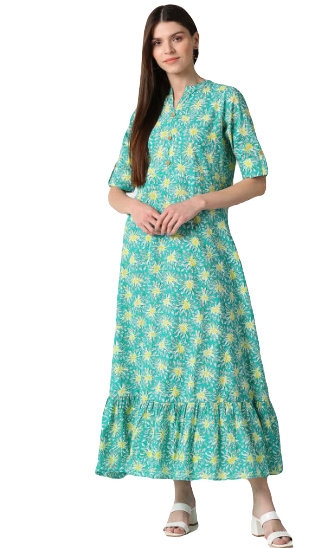 ATTIRIS Women's Cotton Floral Printed Regular Fit Kurta