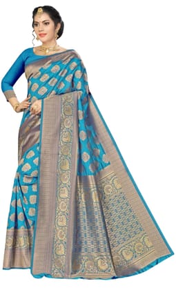 ATTIRIS Women's Woven Banarasi Silk Saree with Runing Blouse Piece