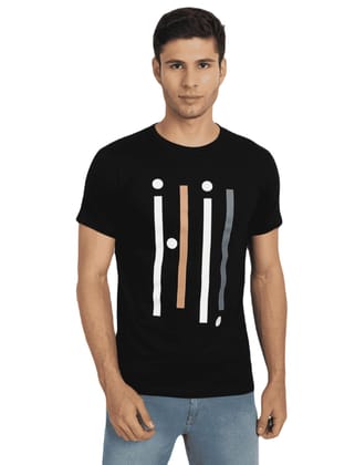 ATTIRIS Men's Cotton Graphic Printed T- Shirt, Black