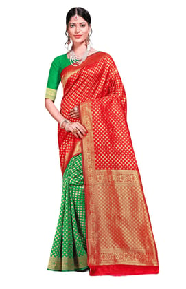 ATTIRIS Women's Banarasi Silk Woven Design Saree with Blouse Piece (0.8m)