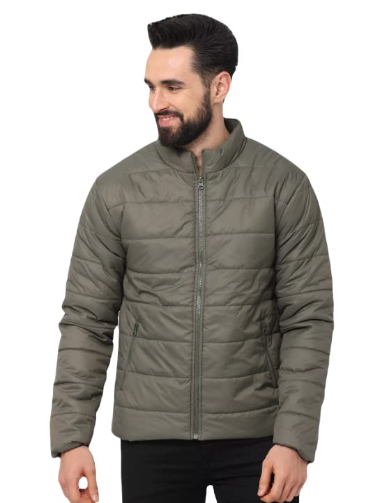 ATTIRIS Men's Polyester Solid Full Sleeve Casual Wear Lightweight Quilted Jacket