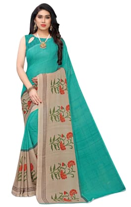 ATTIRIS Women's Art Silk Printed Saree with Blouse Piece, (0.8m)