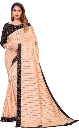 ATTIRIS Women's Silk Blend Sequined Saree with Blouse Piece (0.9m)