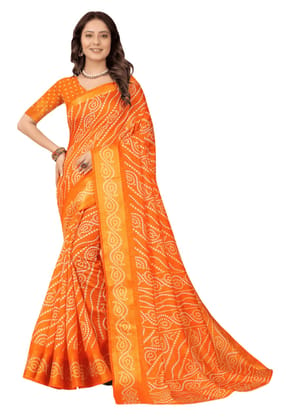 ATTIRIS Women's Cotton Silk Printed Saree with Blouse Piece (0.8m)