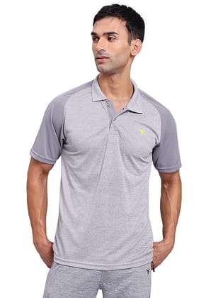 TECHNOSPORT Men's Solid Slim Fit T-Shirt  LIGHT GRAY