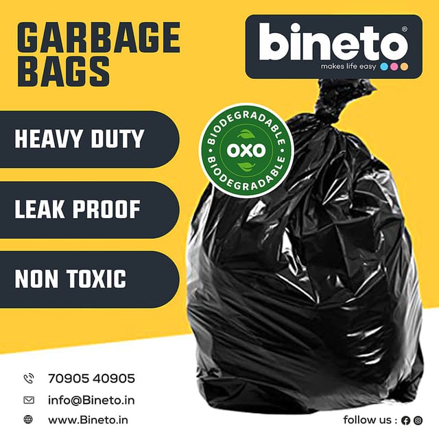 UNIQUE FASHION Garbage Bags (Medium) Size 48 cm x 53 cm 3 Rolls 90 Bags  Dustbin Bag / Trash Bag - Black Color