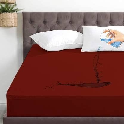 Rajasthan Crafts Cotton Terry Ultra Soft Waterproof Mattress Protector| Fits Upto 8 inch Bed | Breathable - Hypoallergenic Mattresses Cover (75x36 inch | 6.25x3 feet, Maroon)