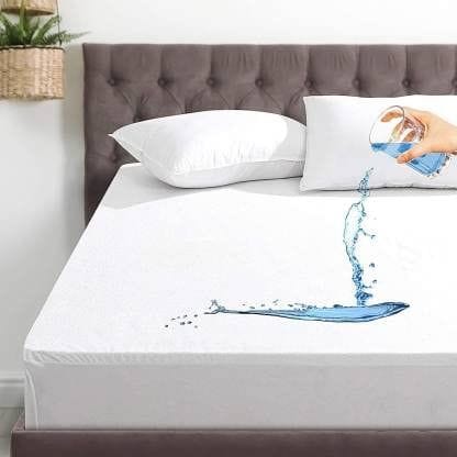 Rajasthan Crafts Cotton Terry Ultra Soft Waterproof Mattress Protector| Fits Upto 8 inch Bed | Breathable - Hypoallergenic Mattresses Cover (72x72 inch | 6x6 feet, White)