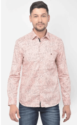 Pink Printed Spread Collar Shirt