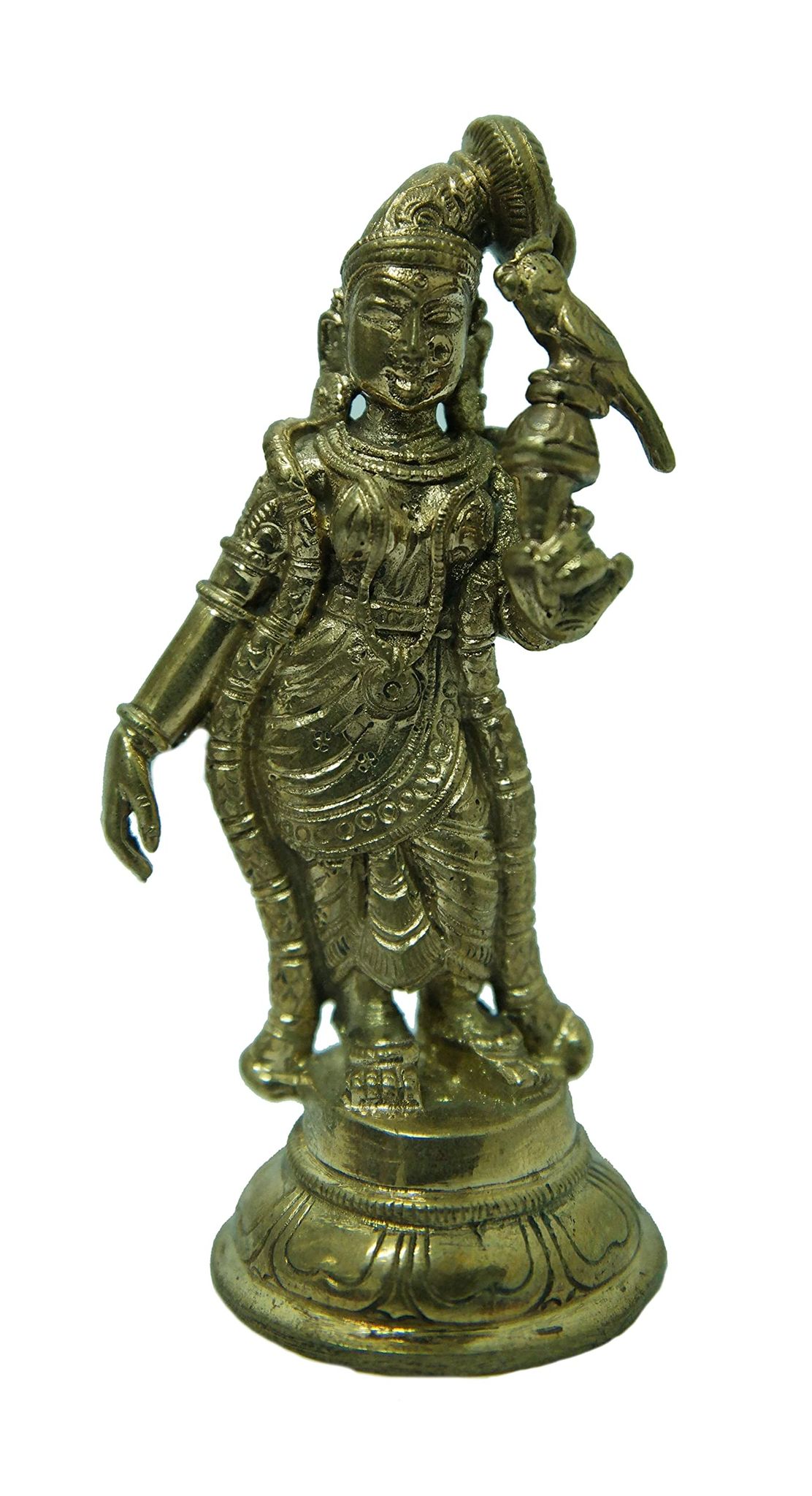 POOMPUHAR Handmade Bronze Andal (5 cm x 3.8 cm x 8.8 cm, Gold)