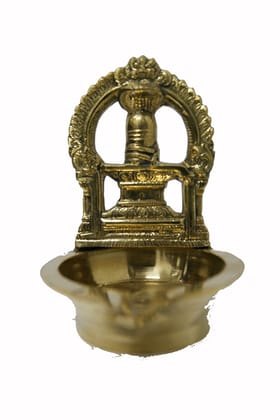 POOMPUHAR Handmade Brass Arunachalm Oil Lamp (9 cm x 10 cm x 30 cm, Yellow)