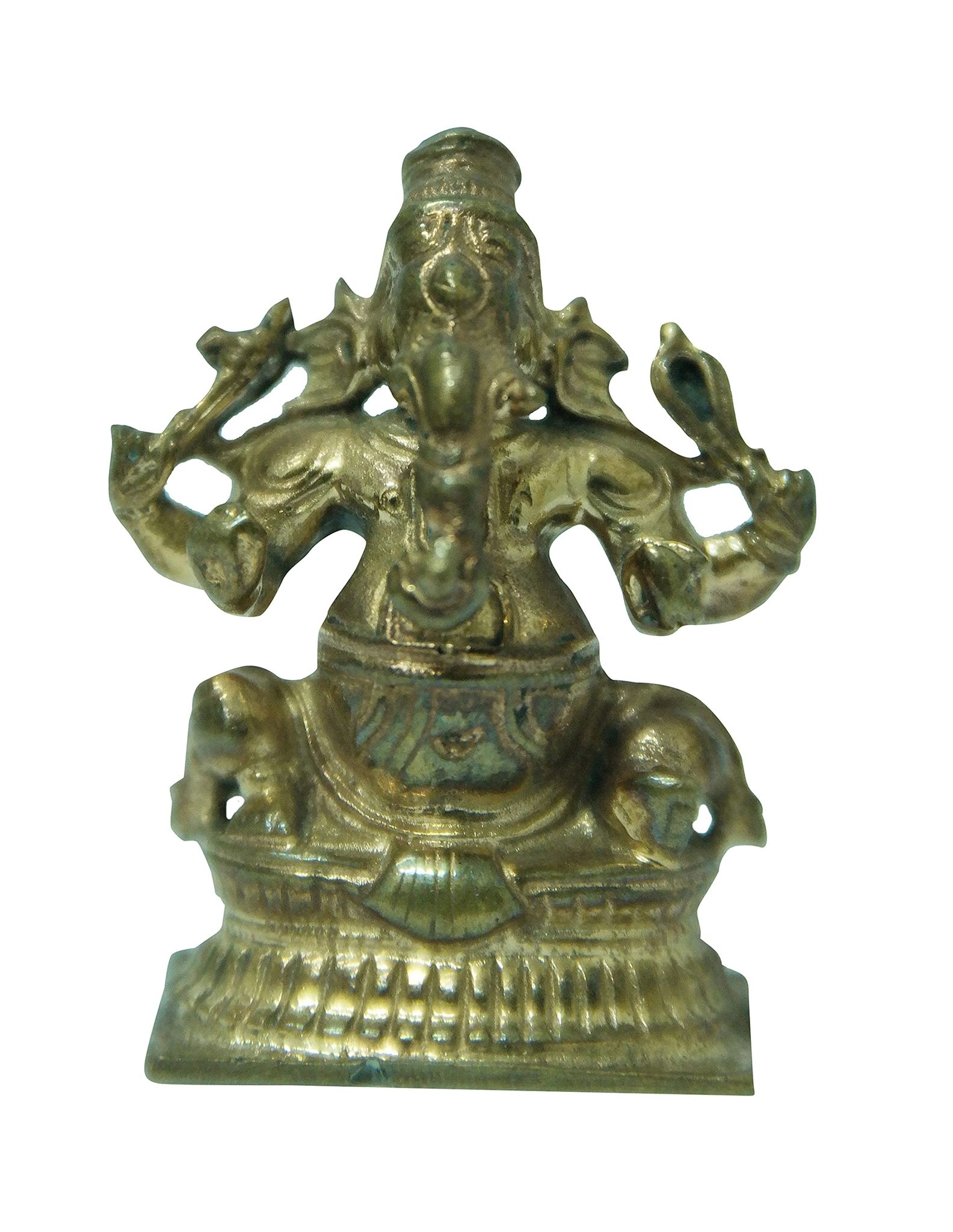 POOMPUHAR Handmade Bronze Ganesha (2.5 cm x 1.2 cm x 3.8 cm, Gold)