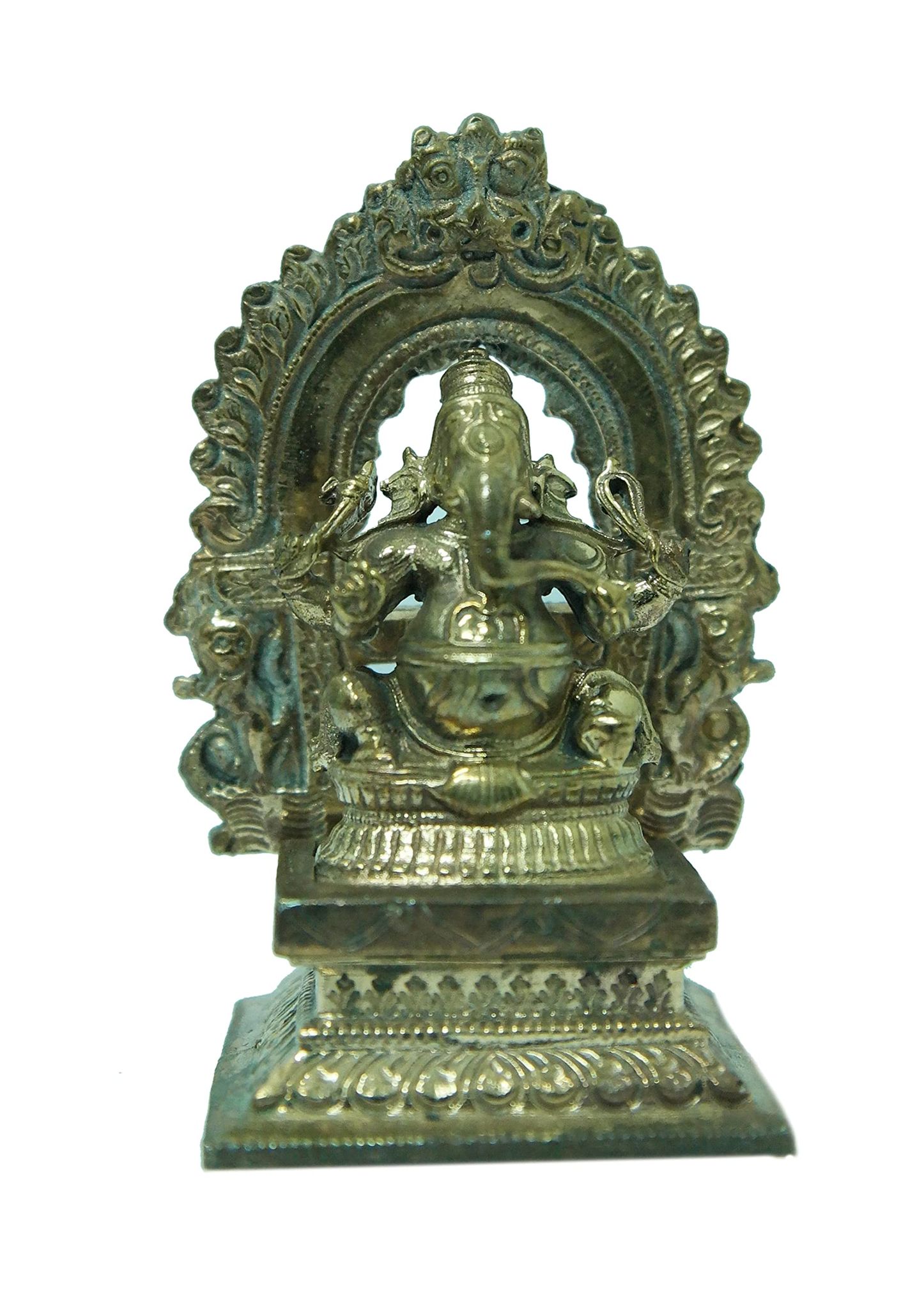 POOMPUHAR Handmade Bronze Ganesha (3.8 cm x 1.5 cm x 7.5 cm, Gold)