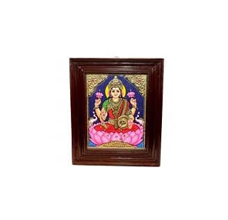 POOMPUHAR Handmade Wooden Tanjore Painting Lakshmi (30 cm x 7 cm x 38 cm, Gold)