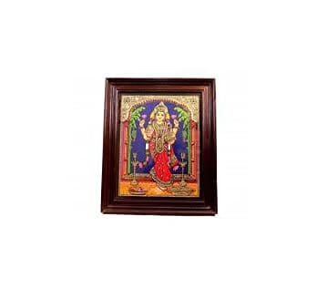 POOMPUHAR Handmade Wooden Tanjore Painting Grahalakshmi (20X16 INCH without frame size, Gold)