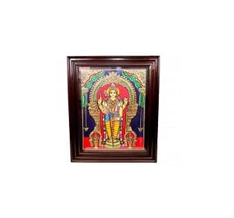 POOMPUHAR Handmade Wooden Tanjore Painting Tiruchendur Murugan (30 cm x 7 cm x 38 cm, Gold)