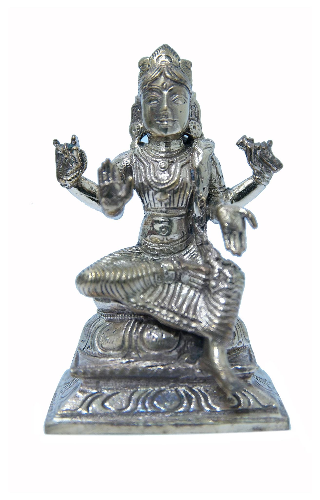 POOMPUHAR Handmade Bronze Thiripurasundari (6.5 cm x 5 cm x 9 cm, Gold)