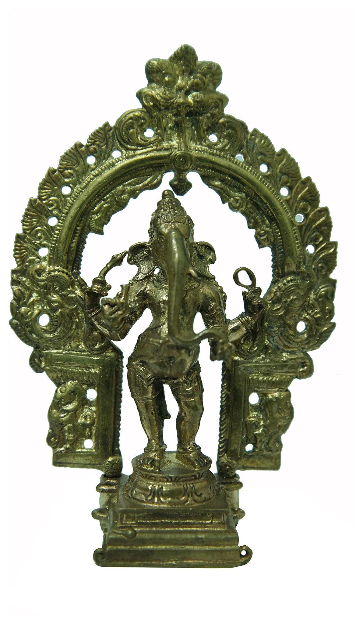 POOMPUHAR Handmade Bronze Standing Ganesha (9 cm x 4 cm x 13 cm, Gold)