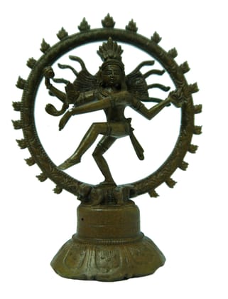 POOMPUHAR Handmade Bronze Natarajar (6.5 cm x 5 cm x 15 cm, Green)