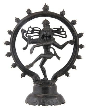 Poompuhar Brass Oxidized Natarajar Idol (8 INCH Black)