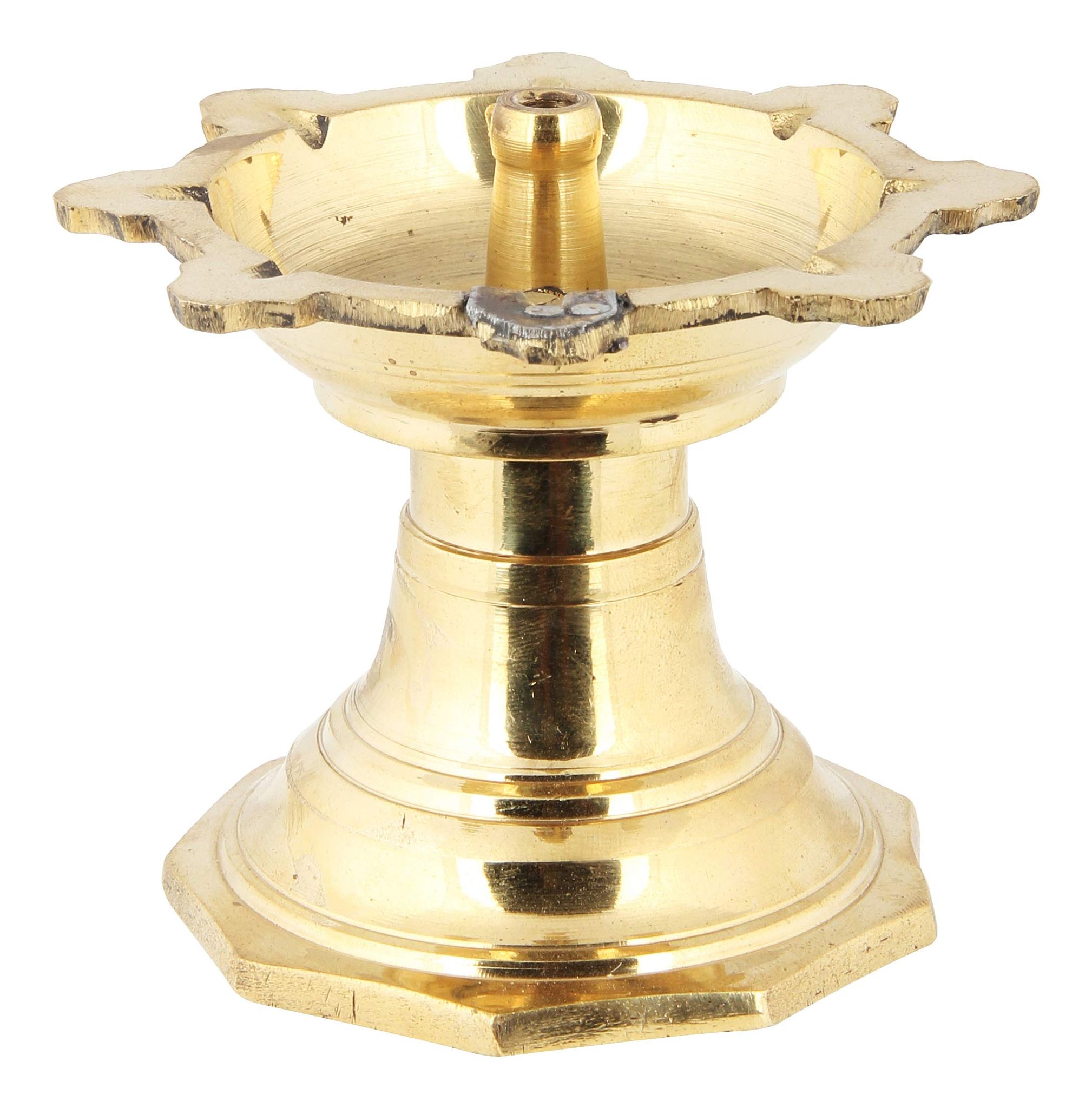 Poompuhar Metal Navagraha Oil Lamp (Yellow, 9 cm x 3 cm x 11 cm)