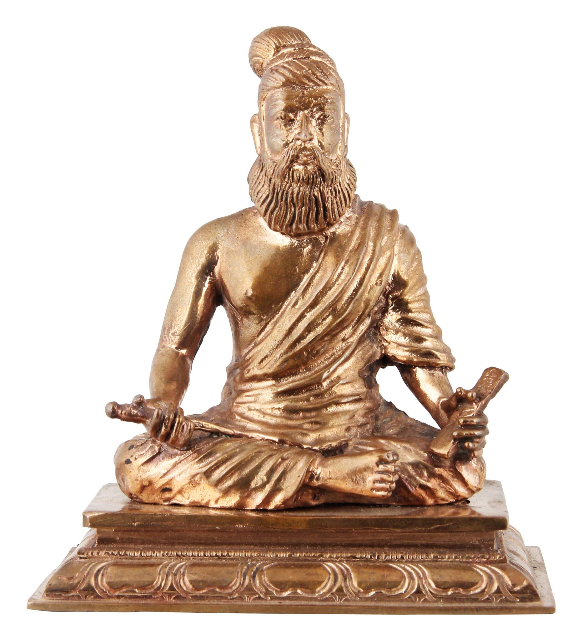 Poompuhar Bronze Thiruvalluvar Idol, 9 cm x 12 cm x 18 cm, Yellow, 1 Piece