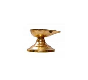 POOMPUHAR Handmade Brass Agal Oil Lamp (10 cm x 10 cm x 8 cm, Yellow)