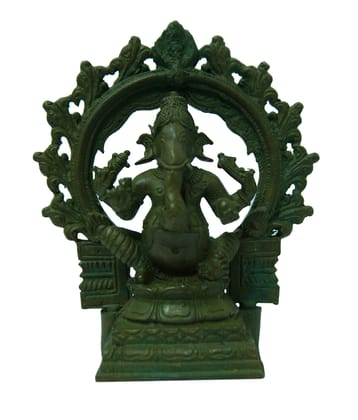 POOMPUHAR Handmade Bronze Ganesha (8.8 cm x 3.8 cm x 10 cm, Green)