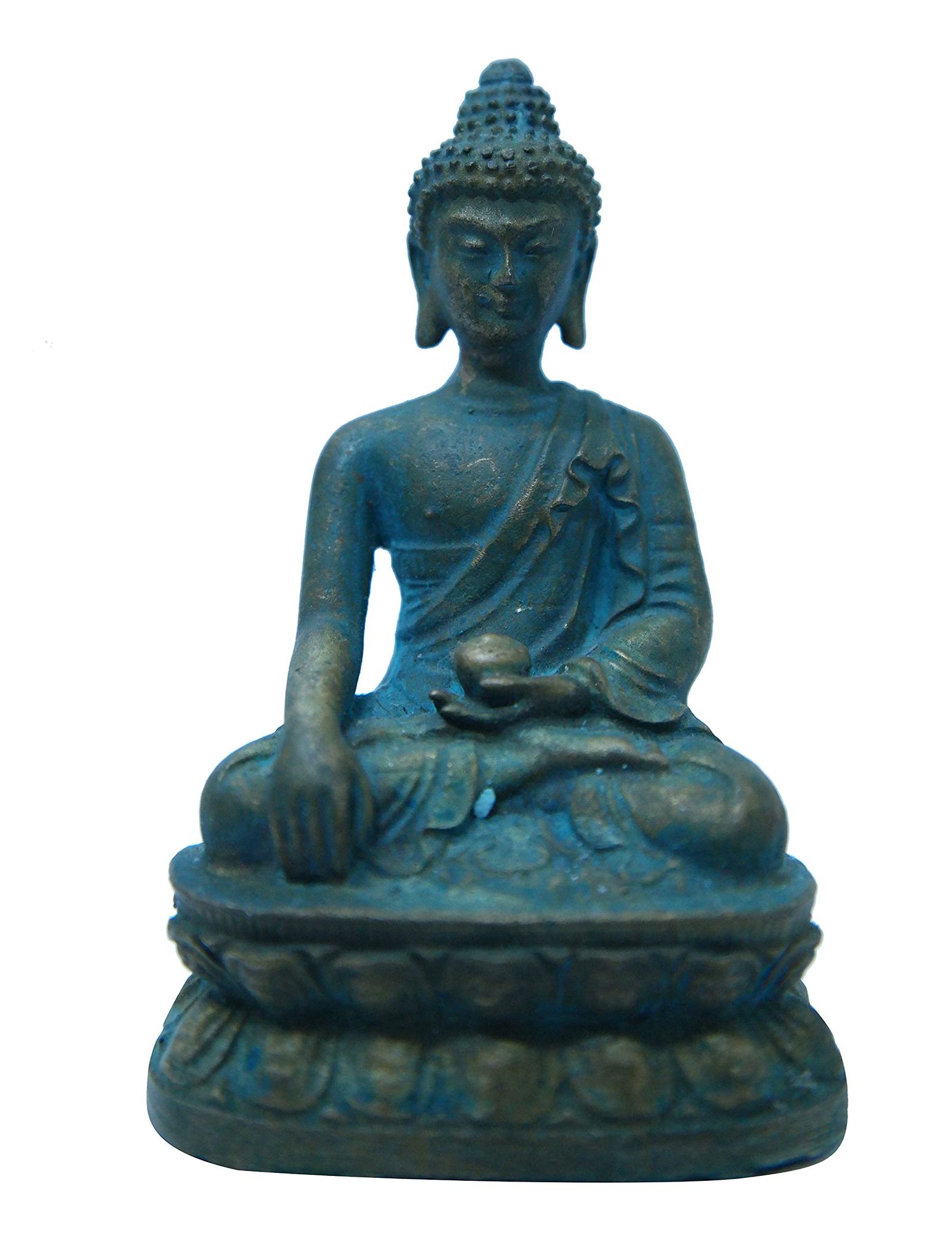 POOMPUHAR Handmade Bronze Buddha (6.3 cm x 3.8 cm x 8.8 cm, Green)