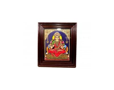 POOMPUHAR Handmade Wooden Tanjore Painting Annapoorani (12x10 inch tanjore painting), Brown)