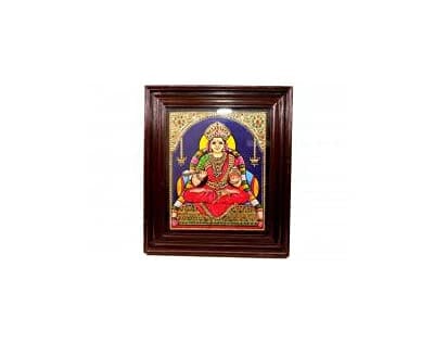 POOMPUHAR Handmade Wooden Tanjore Painting Annapoorani (15x18 Inch Without frame size, Brown)