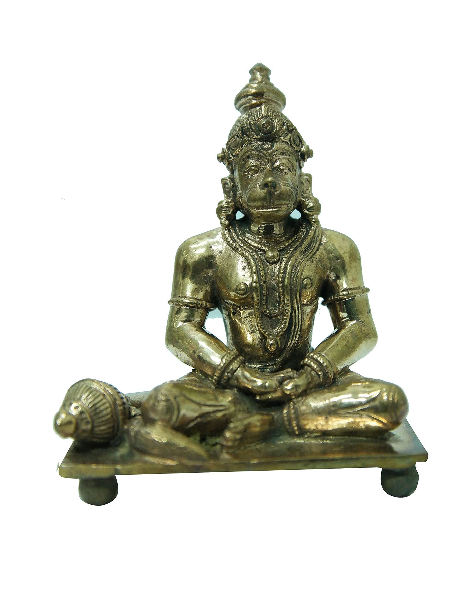 POOMPUHAR Handmade Bronze Hanuman (5 cm x 4 cm x 6.5 cm, Gold)