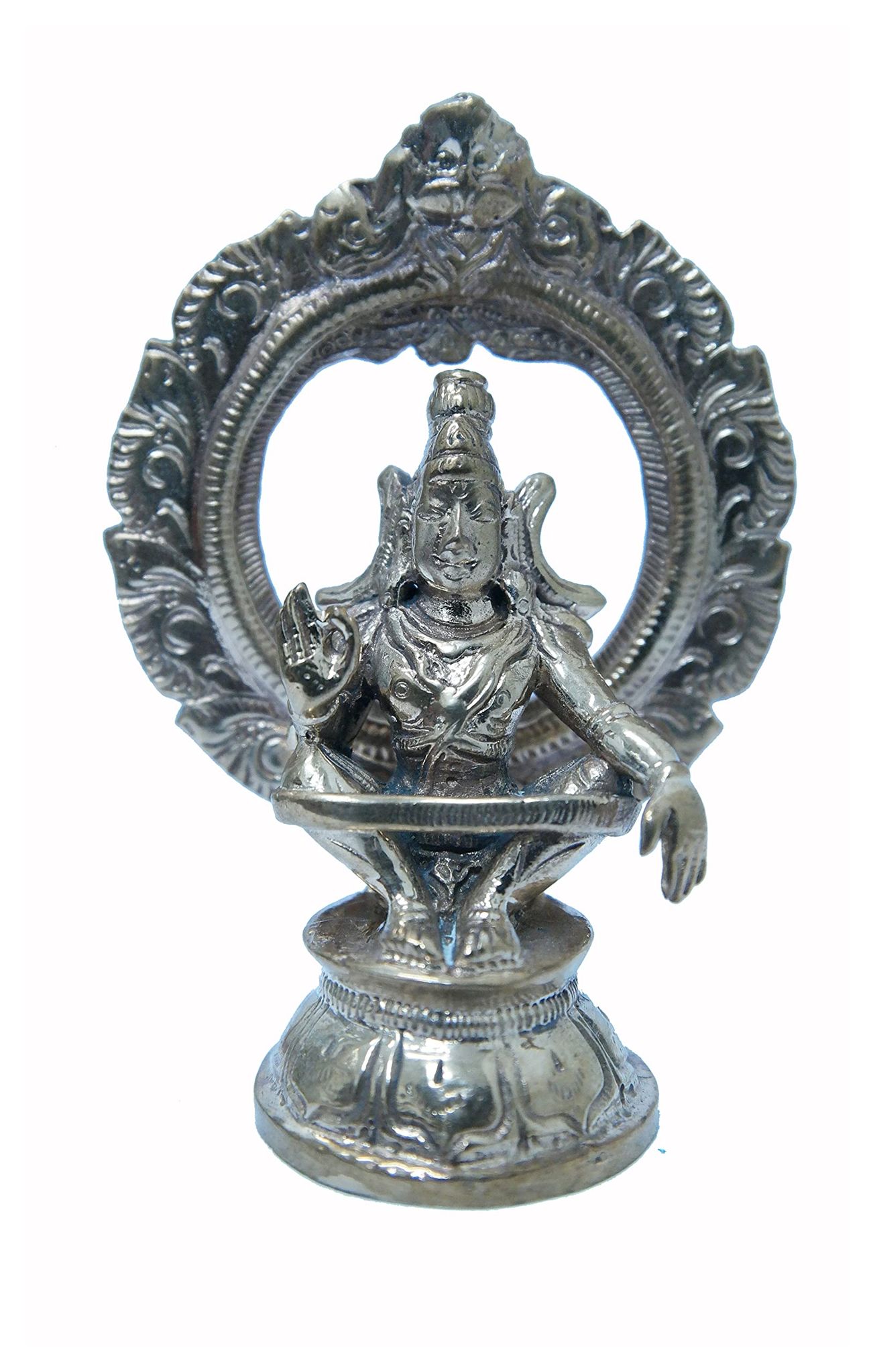 POOMPUHAR Handmade Bronze Iyyappan (8 cm x 5 cm x 10 cm, Gold)