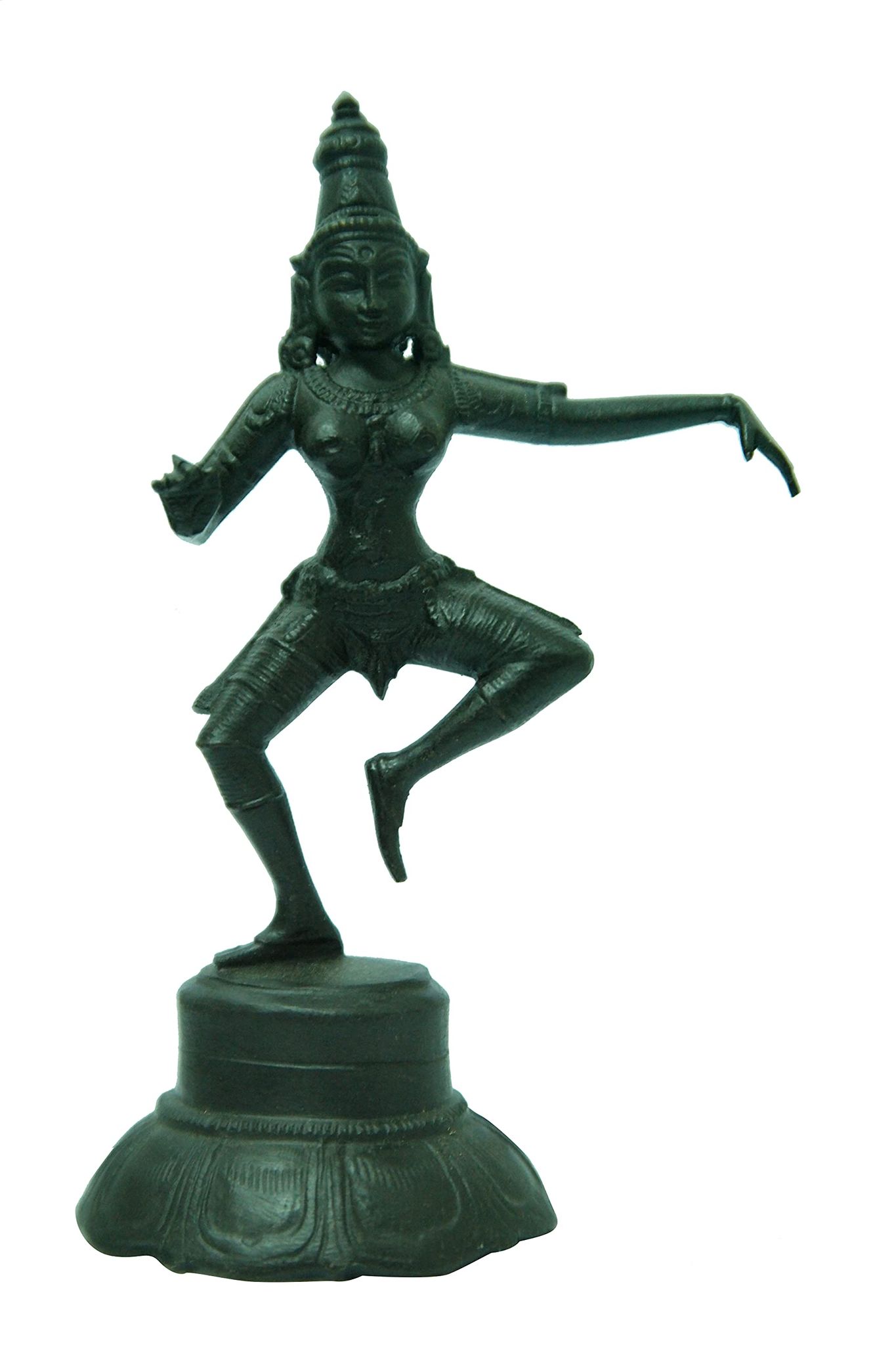 POOMPUHAR Handmade Brass Oxidised Dancing Amman (10 cm x 5 cm x 15 cm, Black)