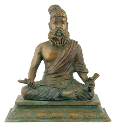 Poompuhar Bronze Thiruvallur Idol (9 cm x 12 cm x 18 cm, Yellow)