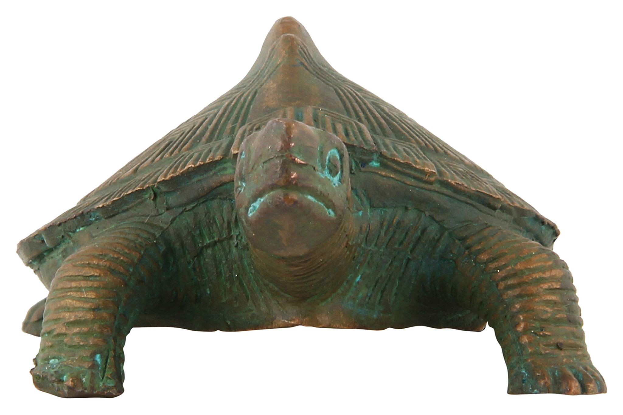 Poompuhar Bronze Tortoise Figurine (6 cm x 3 cm x 6 cm, Yellow)