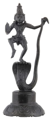 Poompuhar Brass Oxidized Kalinga Krishna Idol (15 cm x 5 cm x 15 cm, Black)