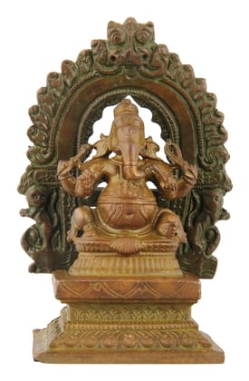 Poompuhar Bronze Ganesh Idol (6 cm x 3 cm x 9 cm,)