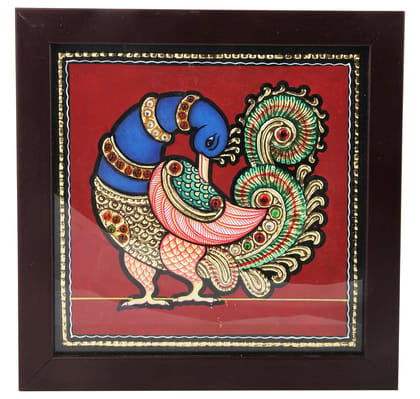 Poompuhar Metal Religious Painting, Multicolour,(7x7 inch Tanjore painting)