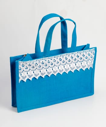 JFL Blue Jute Shopping & Grocery Bag