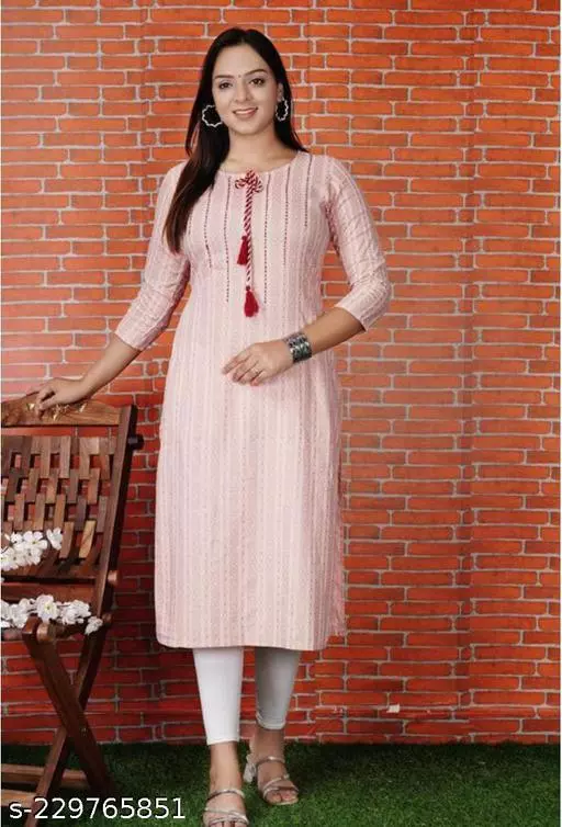 Peach color rayon straight handwork.113