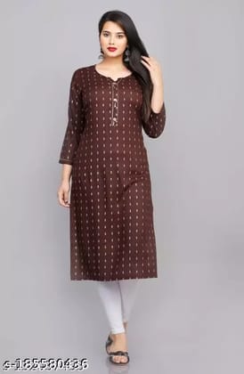 Women Woven Design Pure Cotton Straight Kurta