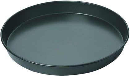 sakoraware Non-Stick Hard Anodised Carbon Steel Teflon Coated Bakeware, Pizza Cake Pan Plate for Microwave Oven OTG,Round Baking Tray Mould, 10 Inch/25 cm Diameter, 1 pc, Black