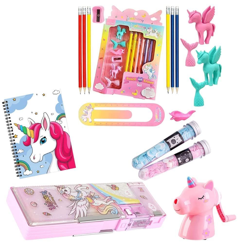 Afro Unicorn Stationary Set Stickers Mini Notebook Eraser Pouch Lot of 2