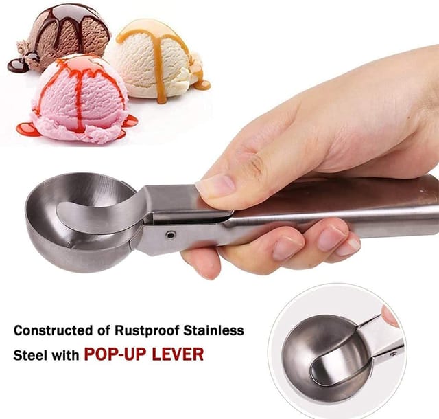  MGGi Stainless Steel Ice Cream Scooper with Trigger