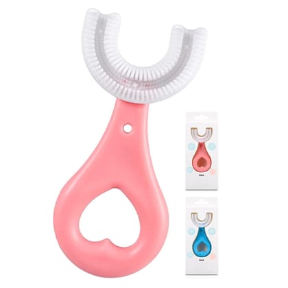 Kalakriti U Shaped Toothbrush For Kids 2-5 With Cover | Manual U Type 360 Degree Soft Silicone Oral Teeth Cleaning Gift For Baby Infant Toddler Children | kids tooth brush , 1 PC