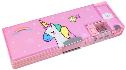 Smizzy Pencil Box for Kids, Pencil Box for Girls, Pencil case Holder for Kids with Sharpener, Geometry Pencil Box for Girls, Magnetic, Unicorn Return Gifts for Kids Birthday, 1 Pc, Assorted Color