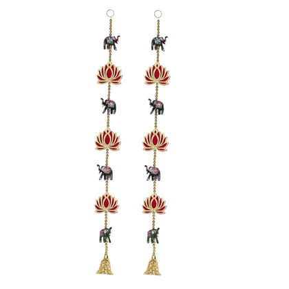 kalakriti Lotus with Elephant Home Decor Door Wall hangings| Set of 2| puja Room Decorative Item