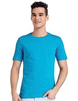 Men Regular Round Neck T-Shirt-Blue